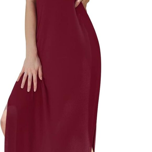 Women's Sleeveless V Neck Maxi Dress Pockets Casual Summer Long - Picture 2 of 7